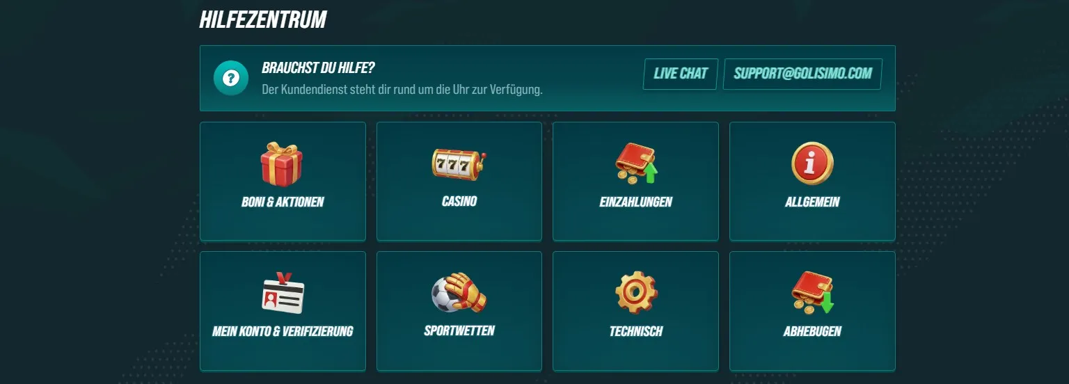 Golisimo Casino support